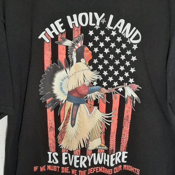 Delta Pro Weight 2XL T-Shirt Men Native American Holy Land Rights Black USA - Picture 2 of 6